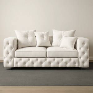 Tufted Cream Sofa