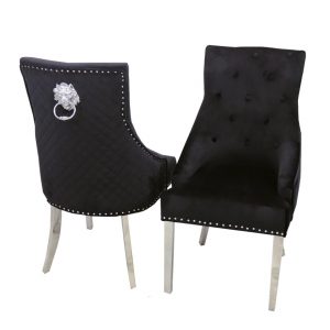 Bentley Dining Chair with Lion Knocker & Quilted Back